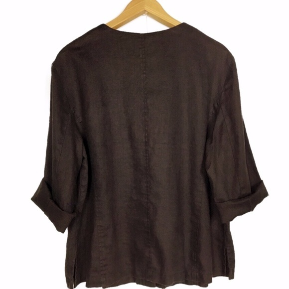 JM Collection Dark Brown Linen Jacket Plus Size 18 - Picture 4 of 8